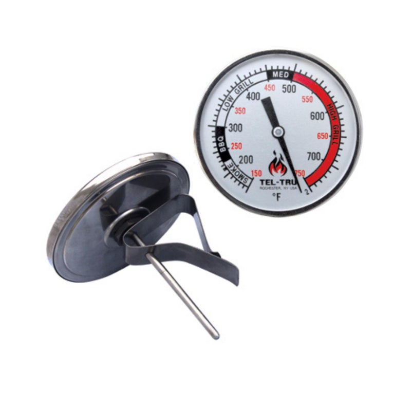 Tel-Tru BQ325R Big Green Egg, Primo, Komodo, Grill Dome, or Other Kamado-Style Replacement Thermometer, 3" dial with red and Black Zones, 3â€ stem, 150/750 Degrees F - Image 1